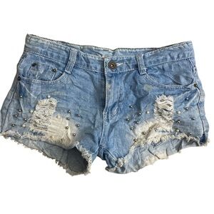 Stylish Blue Distressed summer vintage Denim Shorts